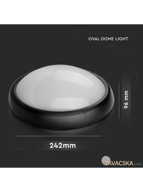 V-TAC 12W ovális IP54 LED lámpa, fekete, meleg fehér fénnyel - SKU 1350