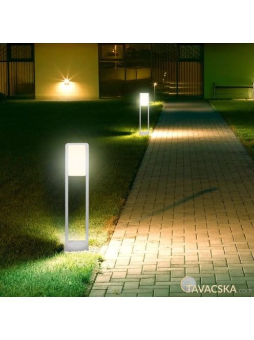 V-TAC 10W kültéri LED lámpa oszlop 80 cm, hideg fehér, fehér házzal - SKU 20118