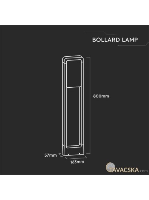 V-TAC 10W kültéri LED lámpa oszlop 80 cm, hideg fehér, fehér házzal - SKU 20118