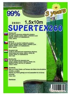 Árnyékoló háló SUPERTEX260 1,5x10m zöld 99%